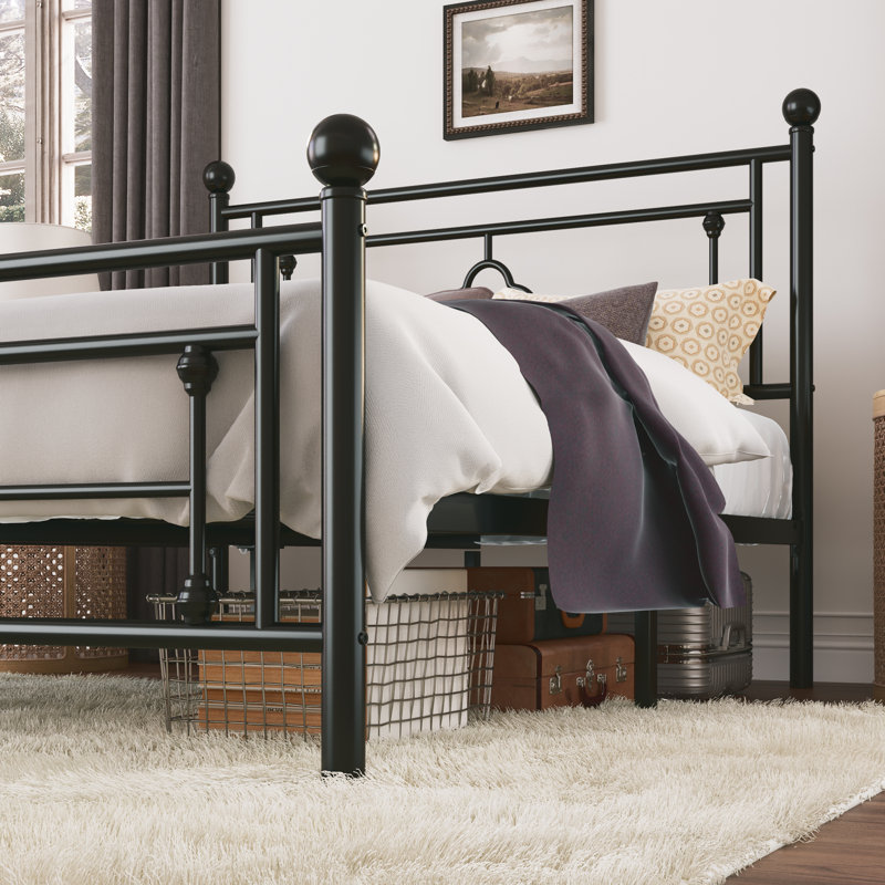 Black metal full size bed frame sales